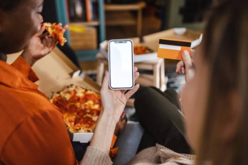 e- commerce food services - junk food stock pictures, royalty-free photos & images