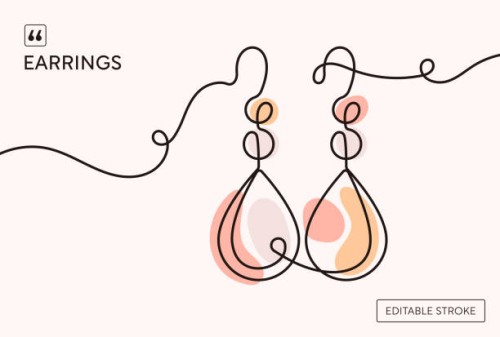 earrings continuous line illustration - fashion stock illustrations