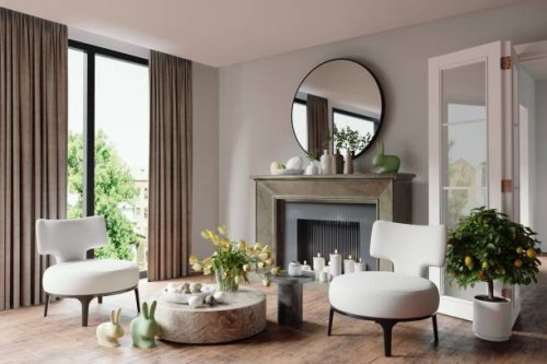easter decorations in living room - home decoration stock pictures, royalty-free photos & images