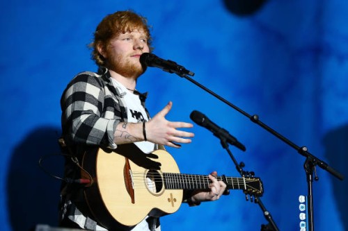 Ed Sheeran interacts with concert-goers during his concert on the opening night of his Australian tour at Optus Stadium on March 2, 2018 in Perth,...