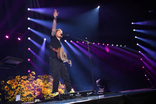 Ed Sheeran performs during a Concert for Ukraine at Resorts World Arena on March 29, 2022 in Birmingham, England. All proceeds from Concert for...