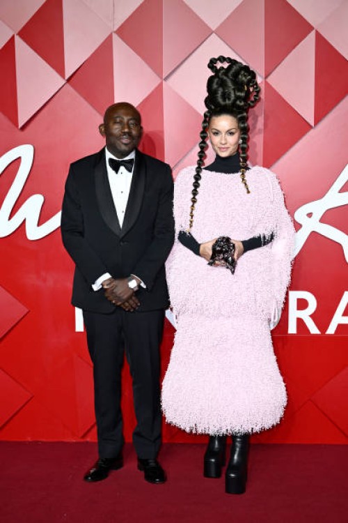 Edward Enninful and Natasha Poonawalla attend The Fashion Awards 2024 Presented by Pandora at the Royal Albert Hall on December 02, 2024 in London,...