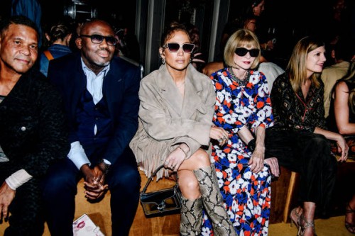 Edward Enninful, Jennifer Lopez and Anna Wintour at the COACH Spring 2024 Ready To Wear Runway Show and dinner event at the New York Public Library...