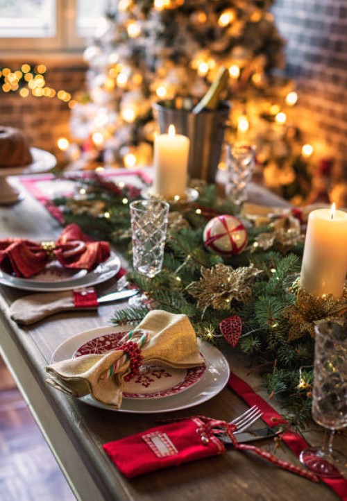 elegant christmas dining table - food stock pictures, royalty-free photos & images