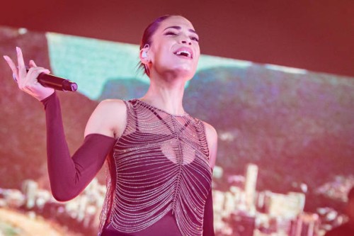 Elodie performs for Paola & Chiara at Fabrique on May 13, 2023 in Milan, Italy.