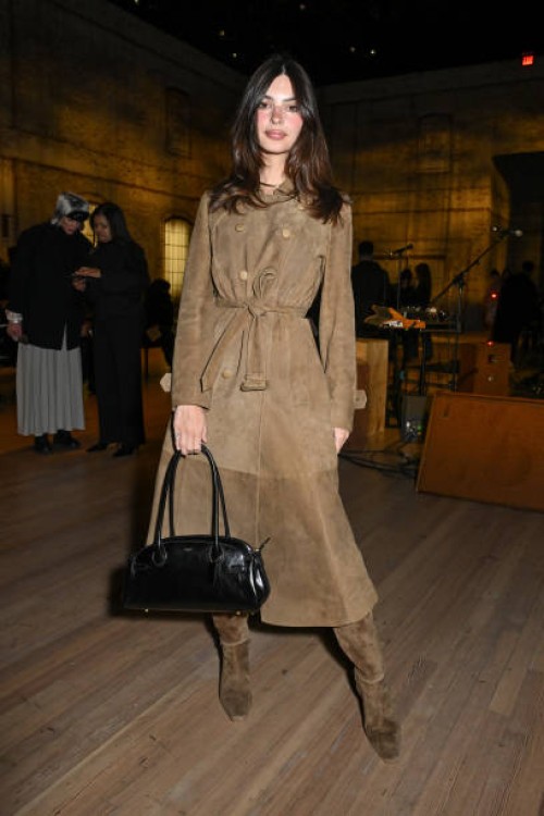 Emily Ratajkowski at the Coach Fall RTW 2025 fashion show as part of New York Fashion Week held at the Park Avenue Armory on February 10, 2025 in New...