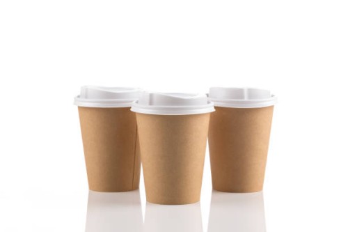 empty disposable paper coffee cups - junk food stock pictures, royalty-free photos & images