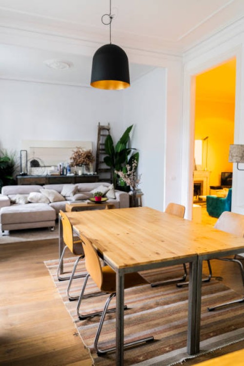 empty living and dining room - home decoration stock pictures, royalty-free photos & images