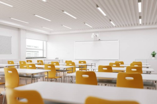empty modern classroom with white interactive board - home decoration stock pictures, royalty-free photos & images
