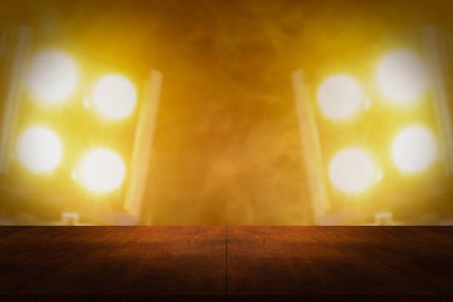 empty wood table with concert spotlight - concert stock pictures, royalty-free photos & images