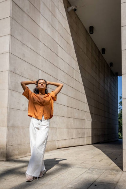 enjoying a beautiful day outside - fashion stock pictures, royalty-free photos & images