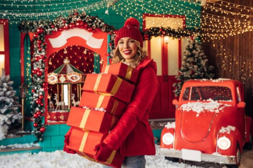 enjoying christmas atmosphere - fashion stock pictures, royalty-free photos & images