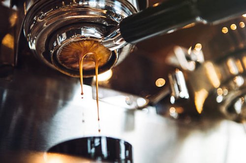 espresso machine pulling a shot - coffee stock pictures, royalty-free photos & images