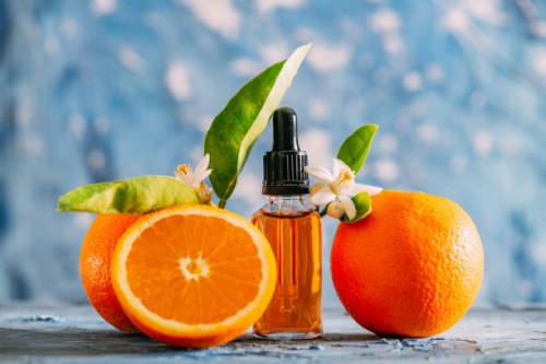 essential oil with orange flowers - garden decoration stock pictures, royalty-free photos & images