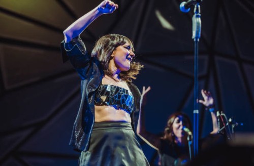 Eva Amaral of the Spanish band Amaral performs on stage at Wizink Center on November 19, 2021 in Madrid, Spain.