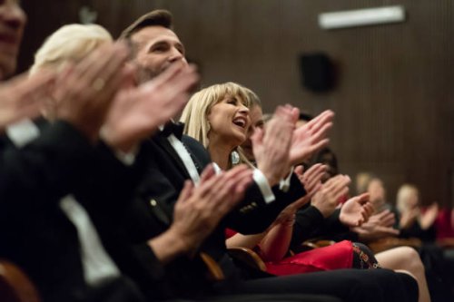 excited audience clapping in the theater - concert stock pictures, royalty-free photos & images