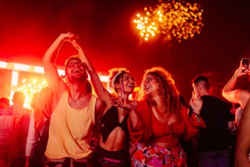 excited people at summer festival - concert stock pictures, royalty-free photos & images
