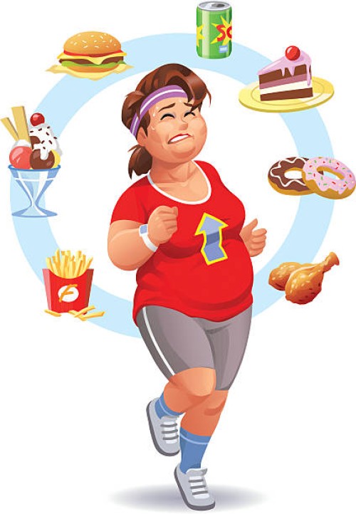 exercising, diet and self-control - junk food stock illustrations