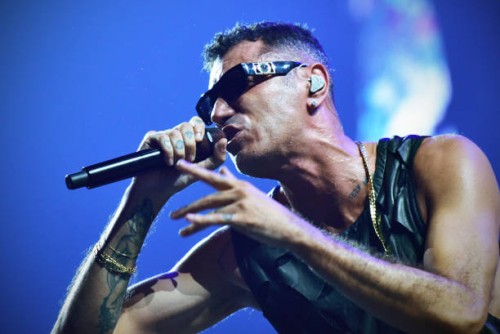 Fabio Bartolo Rizzo, better known by his stage name Marracash, performs live at the Palapartenope with his Persone Tour 2022 in Naples.