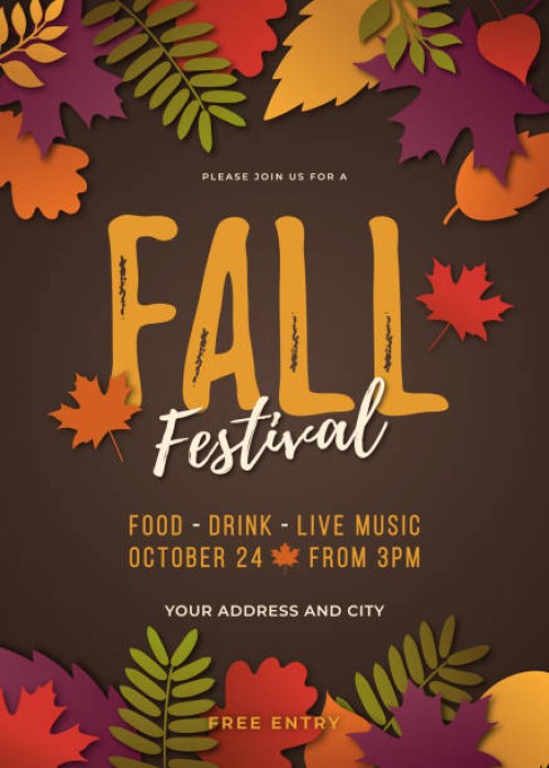 fall festival poster template. - fashion stock illustrations