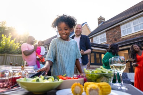 family bbq in the garden - food stock pictures, royalty-free photos & images