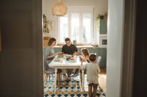 family breakfast - food stock pictures, royalty-free photos & images