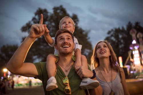 family enjoy on summer festival - concert stock pictures, royalty-free photos & images
