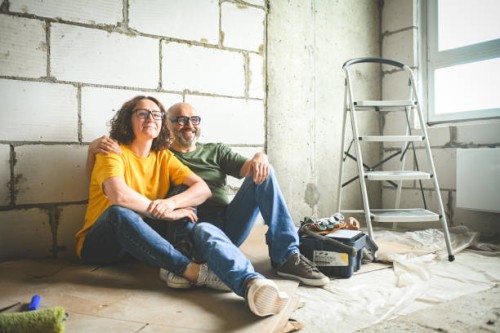 family is renovating a new house - home decoration stock pictures, royalty-free photos & images