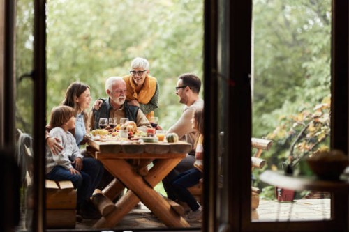 family's lunch on a patio! - food stock pictures, royalty-free photos & images