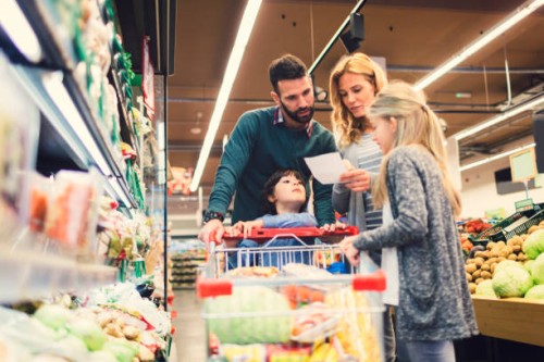 family shopping in supermarket - food stock pictures, royalty-free photos & images
