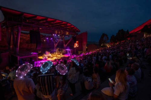 Fans listen as singer Yola opens for Orville Peck Summertime Tour at Red Rocks Amphitheatre on July 22, 2021 in Morrison, Colorado.