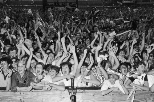 Fans of English new romantic pop group Duran Duran at one of the band's concerts, 1984.