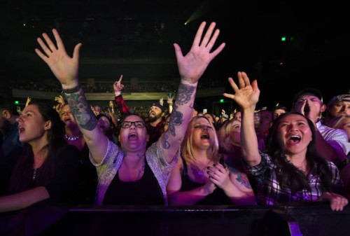 Fans react as recording artist Kip Moore performs at The Chelsea at The Cosmopolitan of Las Vegas on December 14, 2019 in Las Vegas, Nevada.