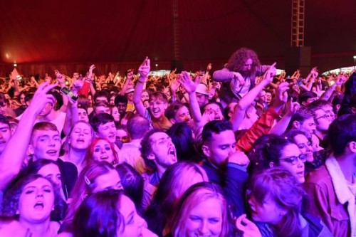 Fans watch Blossom perform at a live music concert hosted by Festival Republic in Sefton Park in Liverpool, north-west England on May 2 where a...