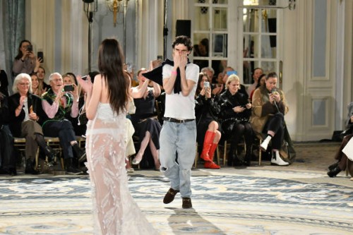 Fashion designer Conner Ives walks the runway during the Conner Ives Ready to Wear Fall/Winter 2024-2025 fashion show as part of the London Fashion...