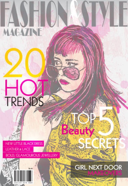 fashion magazine cover design template - fashion stock illustrations