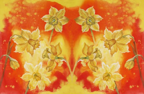 fashionable illustration of a watercolor painting of a blooming yellow daffodil - garden decoration stock illustrations