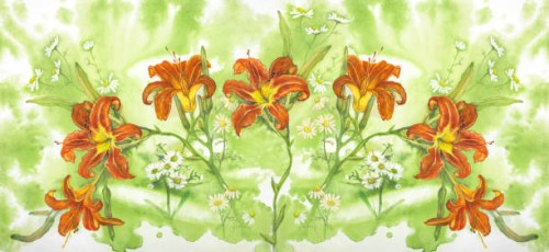 fashionable summer illustration of a watercolor painting of an inflorescence of orange lilies outdoors - garden decoration stock illustrations