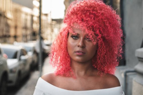 fashions woman with pink hair. - hairstyle stock pictures, royalty-free photos & images