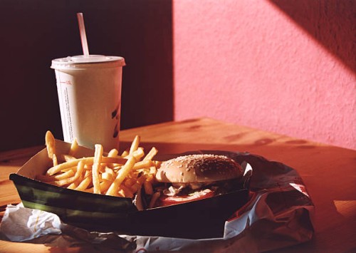 fast food meal on a table - junk food stock pictures, royalty-free photos & images