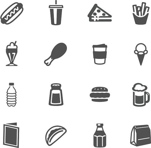 fast food symbols - junk food stock illustrations