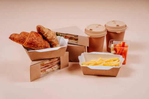fast foods with coffee cups against beige background - junk food stock pictures, royalty-free photos & images