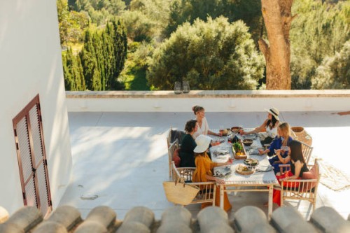 female friends having meal - food stock pictures, royalty-free photos & images