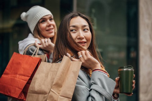 female friends went shopping together - fashion stock pictures, royalty-free photos & images