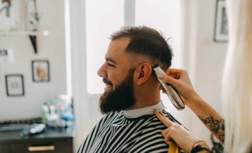 female hairdresser with customer in salon - hairstyle stock pictures, royalty-free photos & images