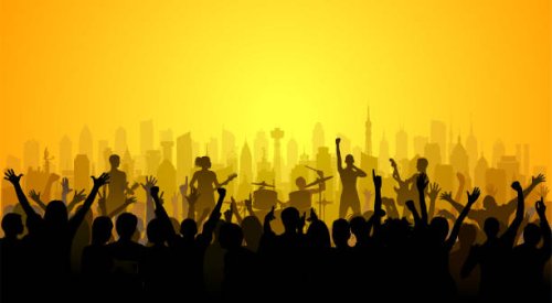 festival in the city (each person is complete, clipping paths hide the legs) - concert stock illustrations