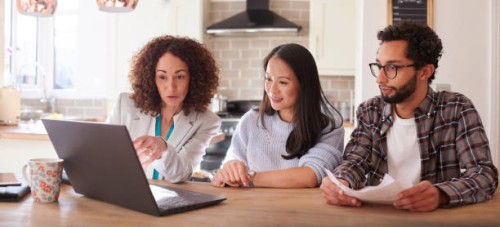 financial advisor visit - home decoration stock pictures, royalty-free photos & images