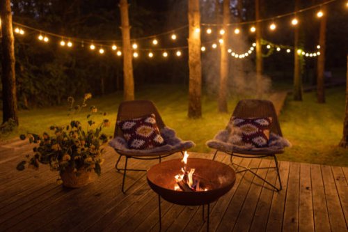 fire pit at cottage - garden decoration stock pictures, royalty-free photos & images