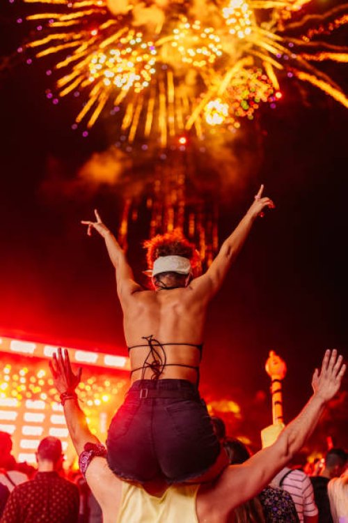 fireworks at concert - concert stock pictures, royalty-free photos & images