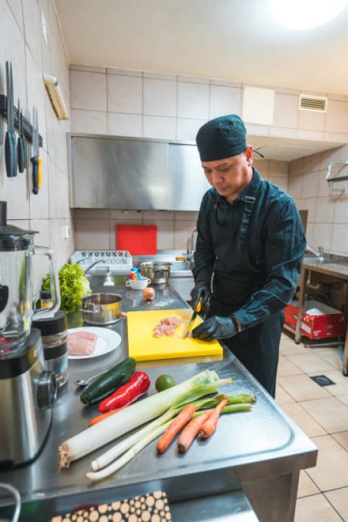flawless preparation, asian cook readies ingredients - food stock pictures, royalty-free photos & images